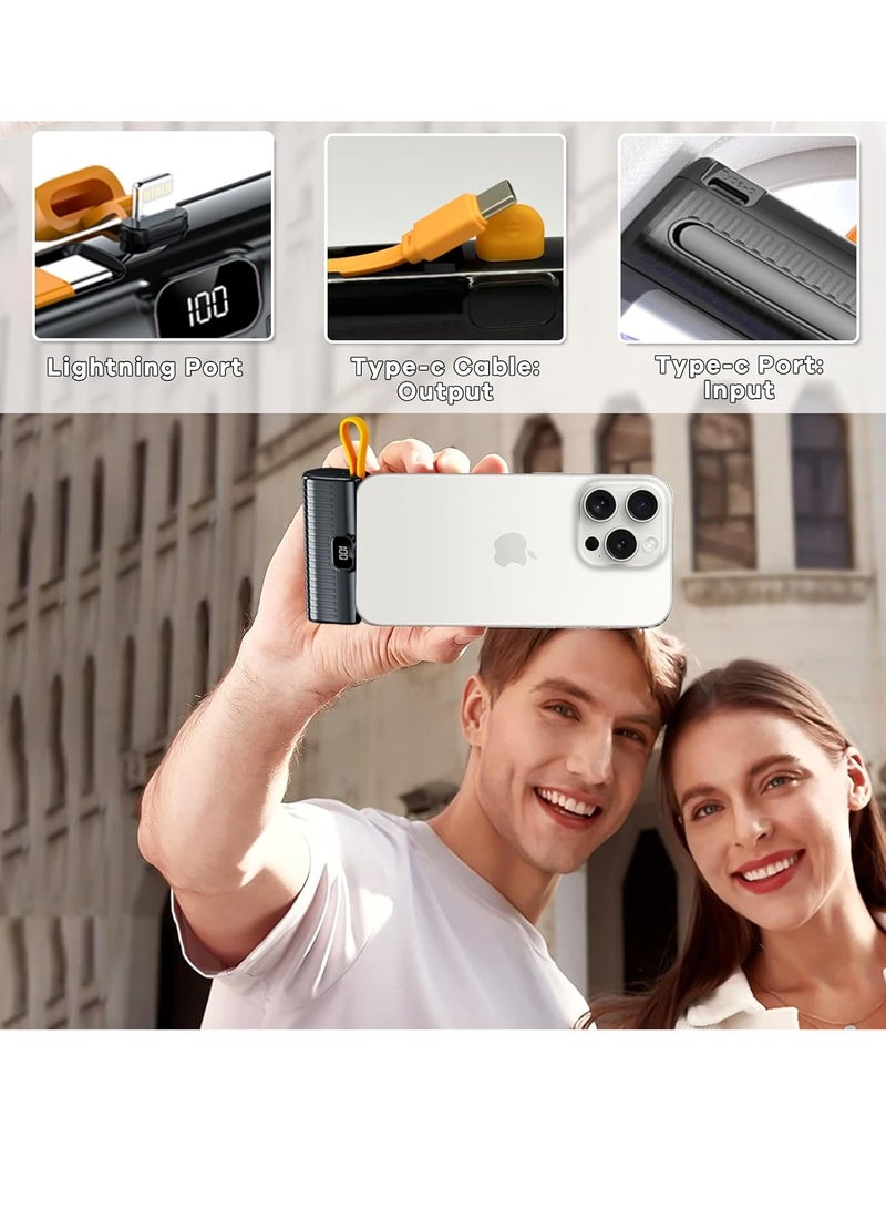 Denx DENX DX426 5000mAh Mini Power Bank with Built-in Charging Cable | 22W Fast Charging | LED Display | Compact Portable Charger for Mobile, iPhone, Android  - Image 4