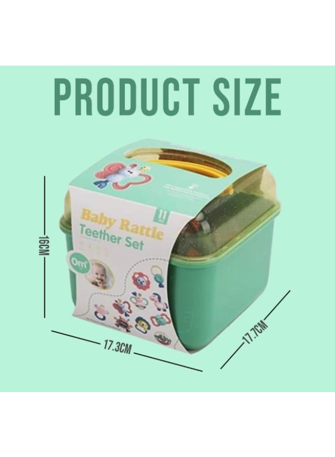 Baby Rattles and Teethers Set – 10PCS BPA-Free Baby Toys for 0-12 Months with Storage Box, Soft Silicone Teething Toys for Newborns, Rattle Sensory Toys for 3-6-12 Month Boys & Girls - Image 3