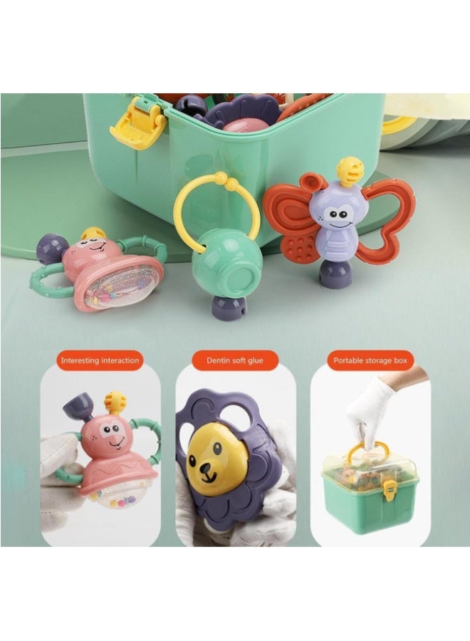 Baby Rattles and Teethers Set – 10PCS BPA-Free Baby Toys for 0-12 Months with Storage Box, Soft Silicone Teething Toys for Newborns, Rattle Sensory Toys for 3-6-12 Month Boys & Girls - Image 4