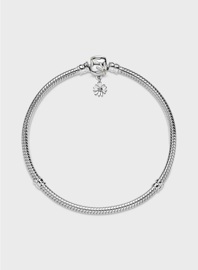 PANDORA Pandora Moments Daisy Flower Snake Chain Bracelet