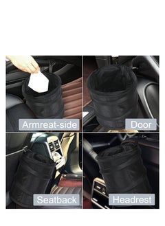 KASTWAVE 2PCS Collapsible Pop Up Car Trash Can Collapsible Camping Trash Can Universal Traveling Portable Garbage Bin Waste Basket Bin  Bin with 2 Car Seat Hook for Garbage to Organize Car Black  - Image 5