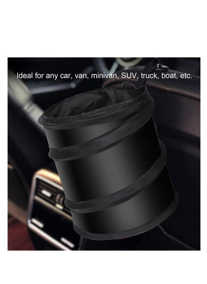 KASTWAVE - 2PCS Collapsible Pop Up Car Trash Can Collapsible Camping Trash Can Universal Traveling Portable Garbage Bin Waste Basket Bin  Bin with 2 Car Seat Hook for Garbage to Organize Car Black - Image 1