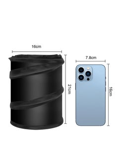 KASTWAVE 2PCS Collapsible Pop Up Car Trash Can Collapsible Camping Trash Can Universal Traveling Portable Garbage Bin Waste Basket Bin  Bin with 2 Car Seat Hook for Garbage to Organize Car Black  - Image 3
