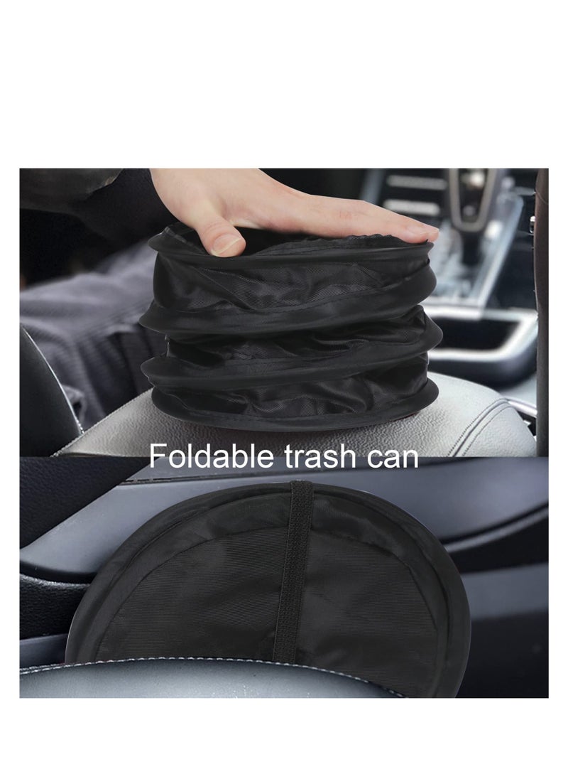 KASTWAVE - 2PCS Collapsible Pop Up Car Trash Can Collapsible Camping Trash Can Universal Traveling Portable Garbage Bin Waste Basket Bin  Bin with 2 Car Seat Hook for Garbage to Organize Car Black - Image 1