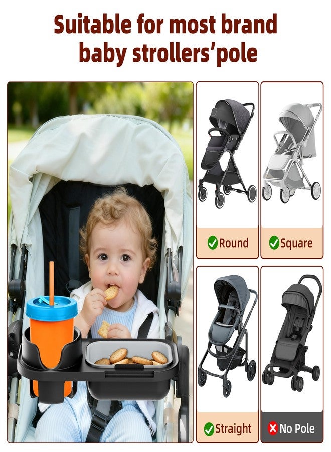 KingKam Universal Stroller Snack Tray | Pack of 2 | Compatible with Nuna Bugaboo | Double Stroller Tray Attachments with Cup Holder | Detachable Silicone Tray for Easy Clean | Toddler Snacking On The Go - Image 5