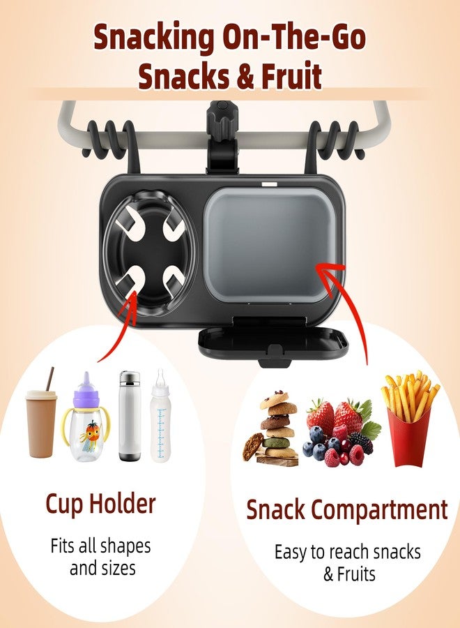 KingKam Universal Stroller Snack Tray | Pack of 2 | Compatible with Nuna Bugaboo | Double Stroller Tray Attachments with Cup Holder | Detachable Silicone Tray for Easy Clean | Toddler Snacking On The Go - Image 2