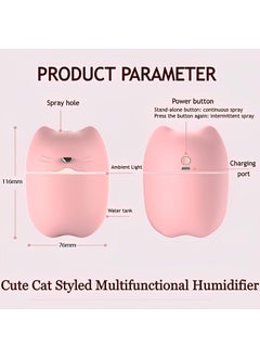 RavSo RavSo 3in1 USB Powered Cute Cat Styled Small Cool Mist Air Humidifier Ultrasonic Aroma Diffuser Set of 12 WaterSoluble Plant Essential Oils Colorful Night Light with 2 Modes A6 Green  - Image 2