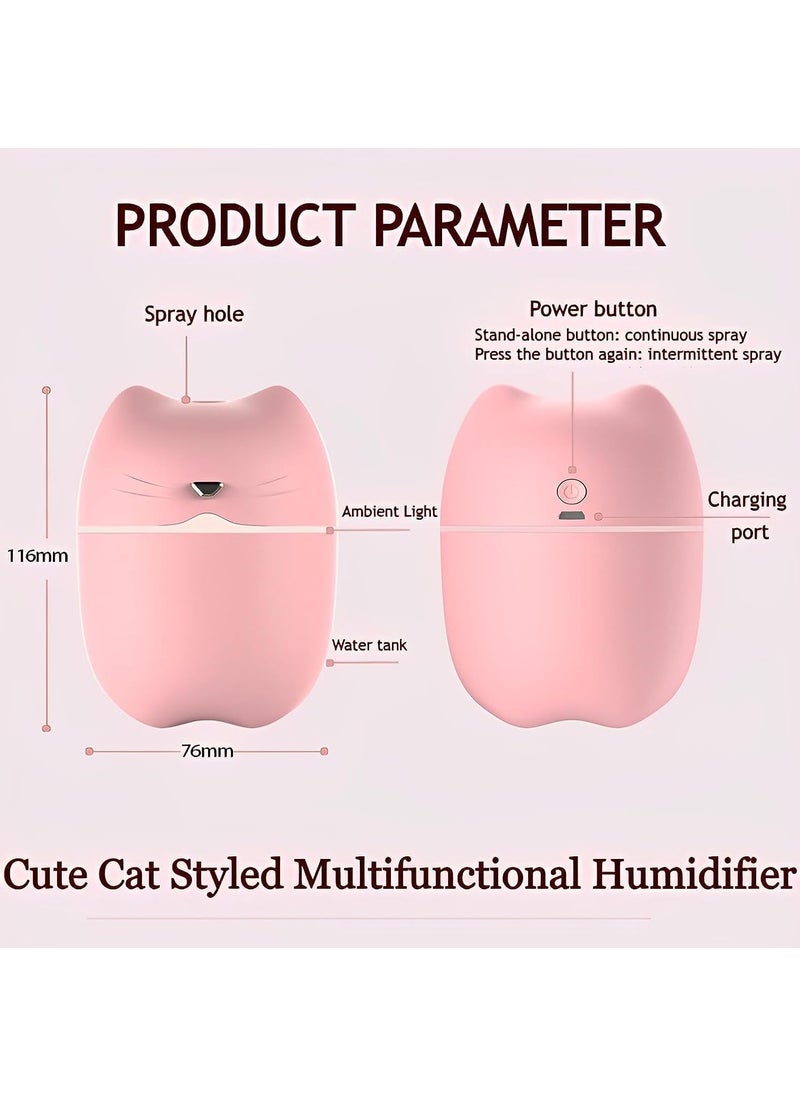 RavSo RavSo 3in1 USB Powered Cute Cat Styled Small Cool Mist Air Humidifier Ultrasonic Aroma Diffuser Set of 12 WaterSoluble Plant Essential Oils Colorful Night Light with 2 Modes A6 Green  - Image 2
