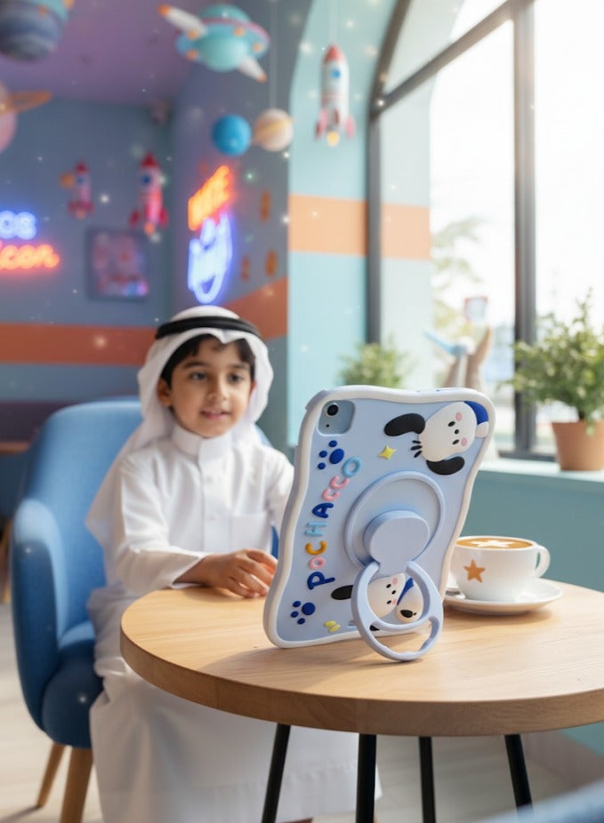 Pochacco iPAD Case for iPad Air6 11inch 2024 with 360°Rotatable Hand Strap/Stand, iPad Silicone Cover Air6 for Kids - Image 2