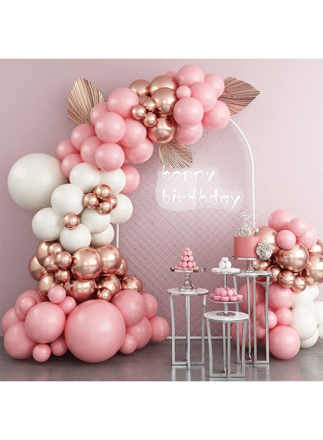 Souvenir Souq 141Pcs Premium Pastel Pink, Metallic Pink & White Balloon Garland Arch Kit with 18-inch Large Balloons | Latex Party Balloons Set with Accessories for Birthday, Baby Shower, Wedding & Anniversary Decoration - Image 1