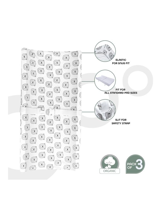 Moon Organic Washable Soft Material Changing Pad Sheets For 0 Month And Above -Pack Of 3 - Image 2