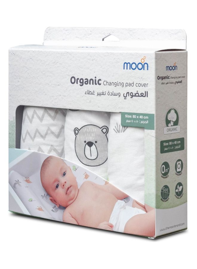 Moon Organic Washable Soft Material Changing Pad Sheets For 0 Month And Above -Pack Of 3 - Image 5