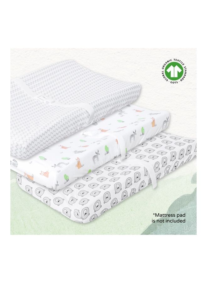 Moon Organic Washable Soft Material Changing Pad Sheets For 0 Month And Above -Pack Of 3 - Image 3