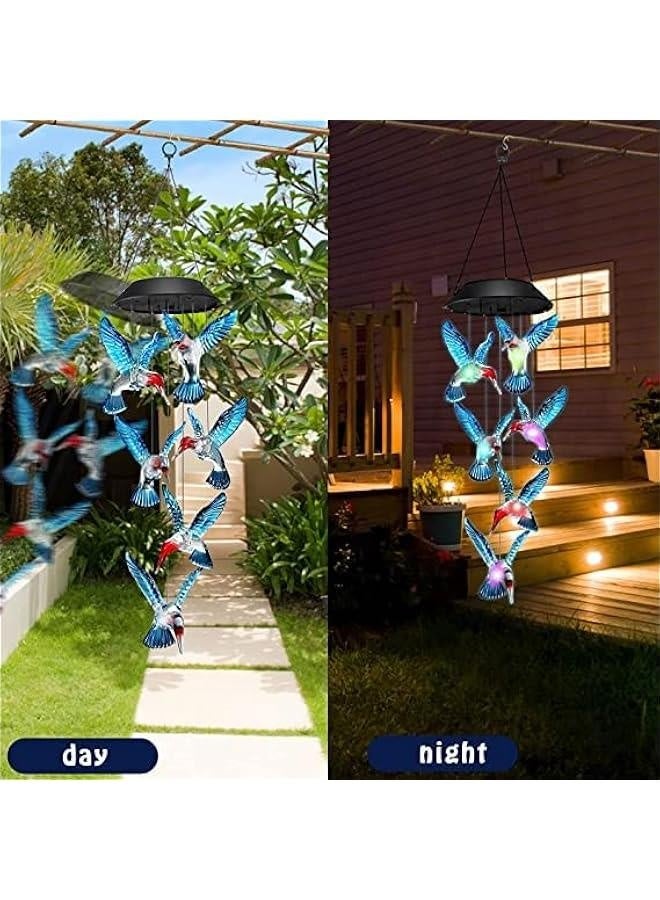 Solar Wind Chimes Outdoor, Colorful Hummingbird Wind Chimes for Outside Solar Lights Fairy Garden Accessories for Patio Yard Porch Garden, Birthday Gifts for Grandma Wife Mom - Image 3