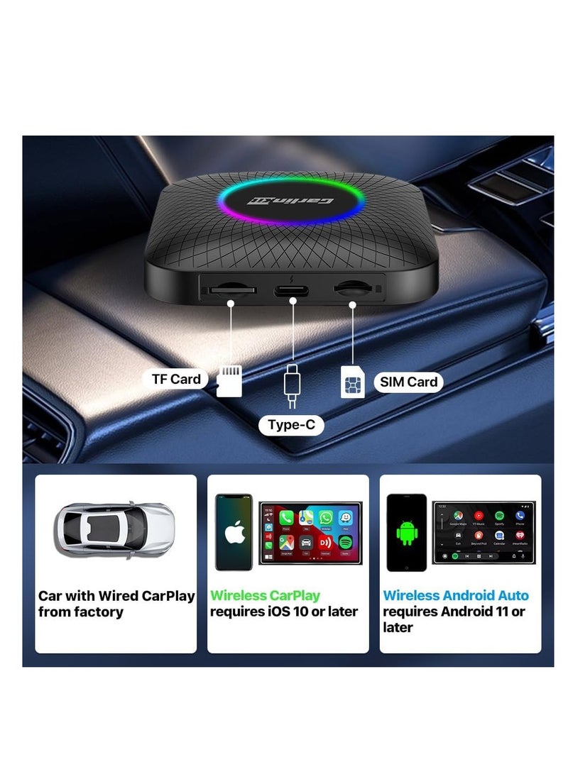 Latest Ai Box LED, Android 13, Qualcomm 6225, 8GB+128GB, Wireless CarPlay Android Auto 3-in-1 Dongle comes with Google Play Store, Streaming Video, Only for the Vehicle with Wired CarPlay - Image 4