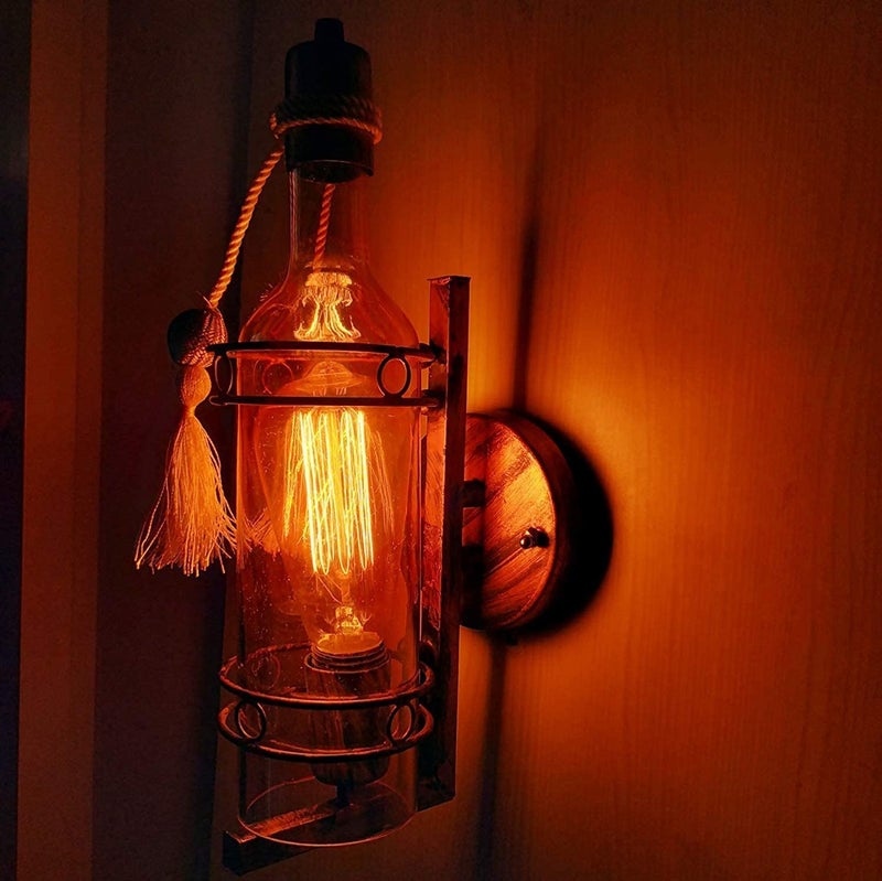 SVDK Wall LightWall Lamp to Decor HomeOfficeDiningCafeRestaurants Bottle Design Copper Antique - Image 3
