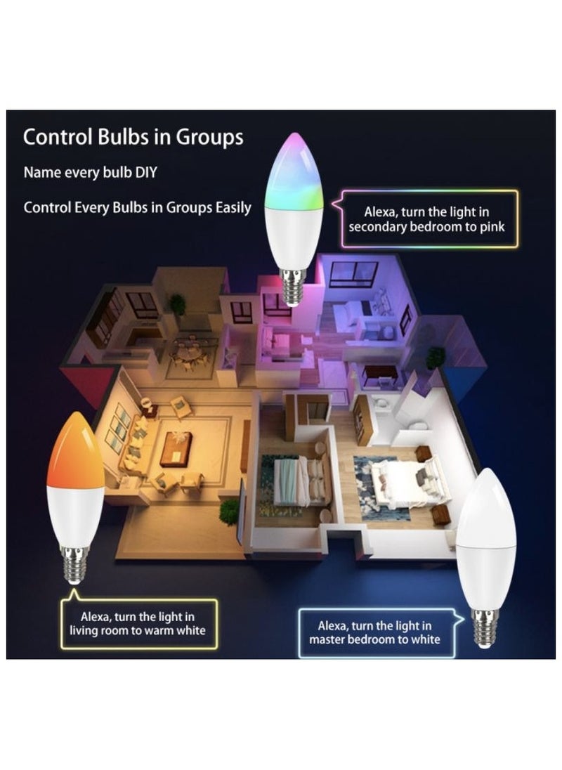 Tuya Smart Wifi Candle Light Smart Led Lighting Bulbs E14 Base Dimmable and RGB Color Changing Light Bulb App Remote Control Works with Alexa Google Home Siri (1pcs) - pzsku/Z4BFFD0E53826F7609922Z/45/_/1710293291/89229333-4897-4301-a268-a6a84ce5d157