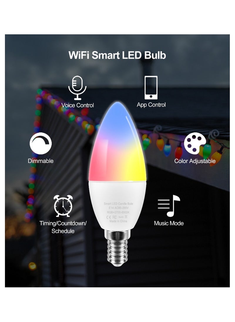 Tuya Smart Wifi Candle Light Smart Led Lighting Bulbs E14 Base Dimmable and RGB Color Changing Light Bulb App Remote Control Works with Alexa Google Home Siri (1pcs) - pzsku/Z4BFFD0E53826F7609922Z/45/_/1710293300/d9257fe0-0b32-4428-a5f4-5966890d6129