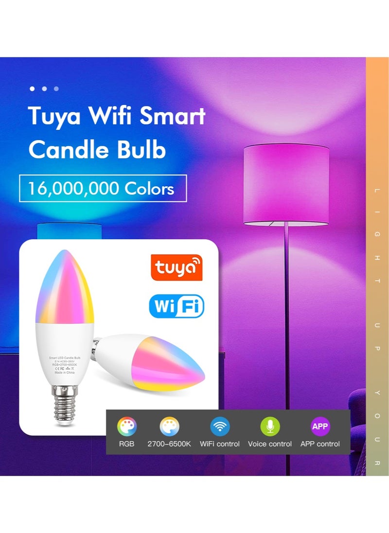 Tuya Smart Wifi Candle Light Smart Led Lighting Bulbs E14 Base Dimmable and RGB Color Changing Light Bulb App Remote Control Works with Alexa Google Home Siri (1pcs) - pzsku/Z4BFFD0E53826F7609922Z/45/_/1710293301/1fc285fb-373a-4310-959d-c3f5fcca7381