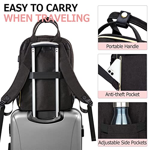 Kuosdaz Travel Laptop Backpack for Women, School Backpack for Teens, 15.6 Inch Work Laptop Bag with USB Port Charging, Water Resistant College School Bookbags for Girls, Black - Image 5
