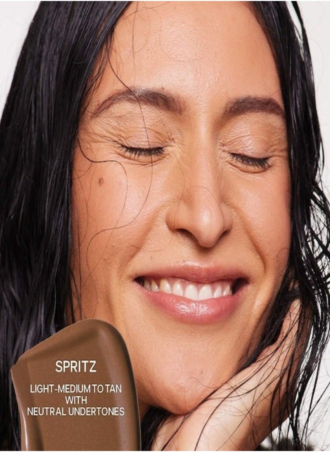 Saie Dew Bronze Liquid Bronzing Cream , Spritz - light-medium to tan with neutral undertones 12ml - Soft-Focus Flawless Glow  - Image 2