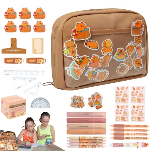 Lebaley Capybara Pencil Case -12 Kinds Capybara Stationery Set,Cute Capybara School Supplies,Capybara Gifts Pencil Pouch,Cartoon Student Pen Bag Organizer,Personalised Capybara Themed Gift for Student - Image 3
