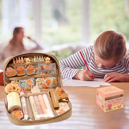 Lebaley Capybara Pencil Case -12 Kinds Capybara Stationery Set,Cute Capybara School Supplies,Capybara Gifts Pencil Pouch,Cartoon Student Pen Bag Organizer,Personalised Capybara Themed Gift for Student - Image 5