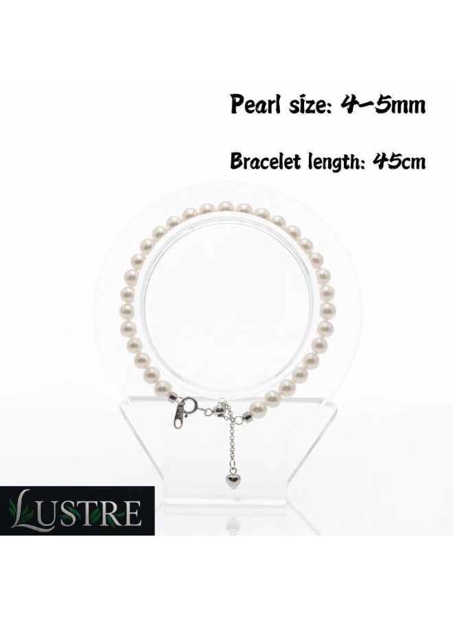 LUSTRE Stackable Freshwater Pearl Bangle Bracelet 4-5mm, 925 Sterling Silver - Elegant Gift for Eid, Weddings & Women - Image 2