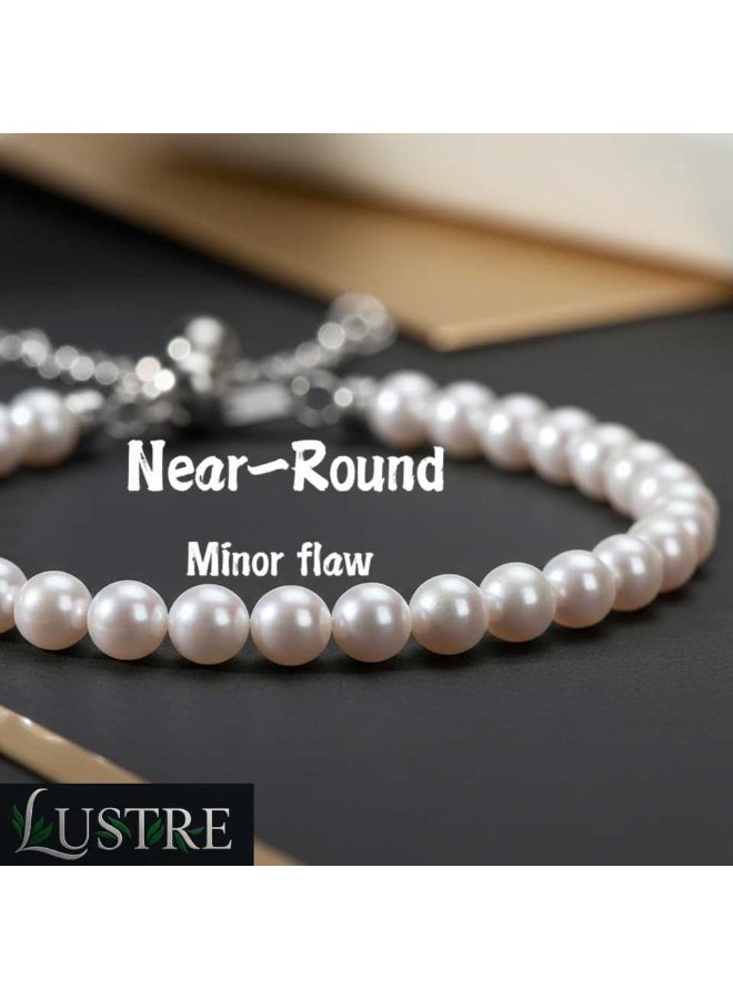 LUSTRE Stackable Freshwater Pearl Bangle Bracelet 4-5mm, 925 Sterling Silver - Elegant Gift for Eid, Weddings & Women - Image 3