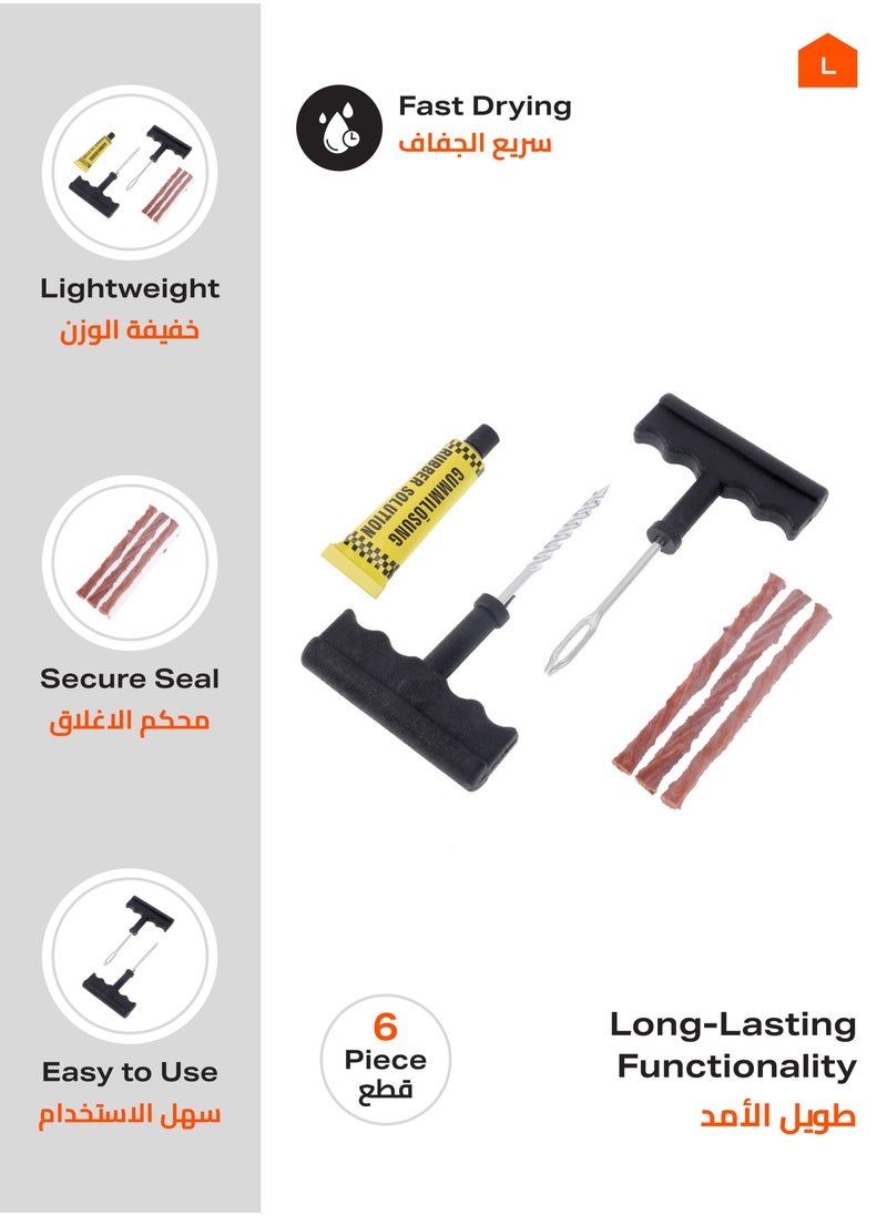 LAWAZIM Tubeless Tire Repair Kit-Rubber Plugs Quick Drying Rubber Cement Sealant Tire Plug Insertion Tool Reamer-Flat Wheels Emergency Puncture Repair Maintenance on Bikes Vehicle Automotives Roadside  - Image 2