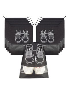 SYOSI 10PCS Travel Shoe Bags, with Rope, Large Non-Woven Shoes Storage Organizers Pouch, for Men and Women Clear Drawstring Bags, Black, Stylish Pattern, Portable Shoe Bag with Drawstring  - Image 1