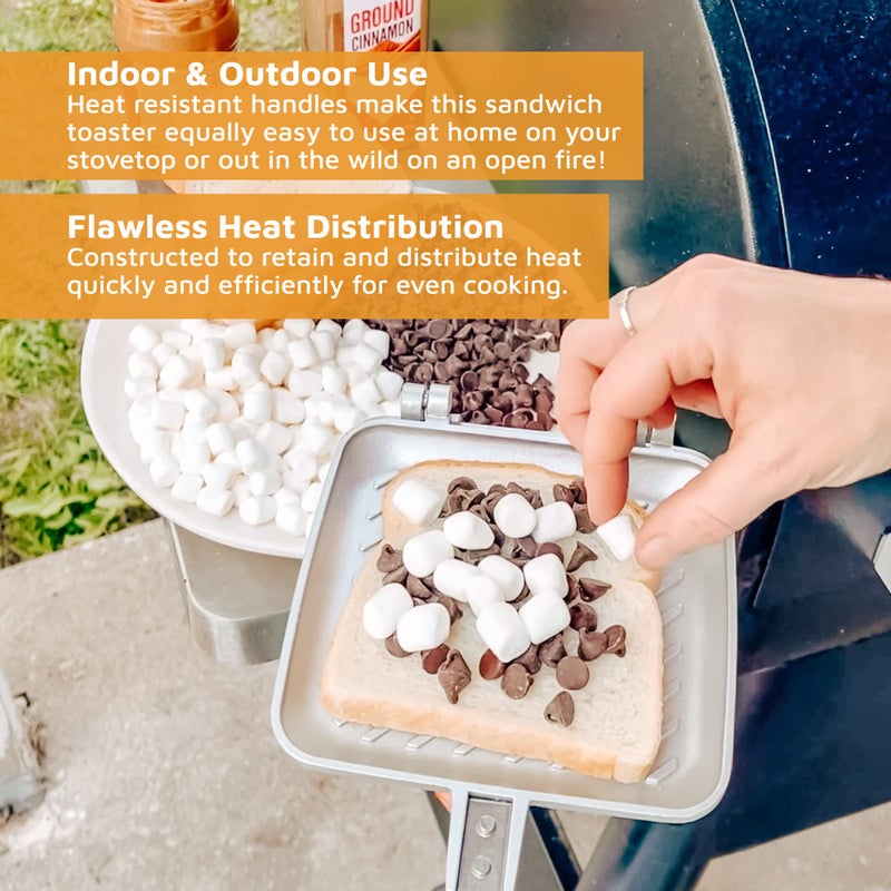 Jean-Patrique صانع ساندويتش الإفطار، مكبس الجبن المشوي، مكبس ساندويتش بانيني، محمصة ساندويتش - غير لاصق على الموقد من جان باتريك (فضي) - Image 3