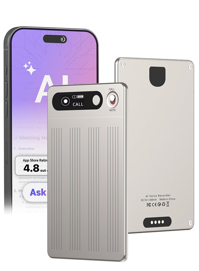 VORMOR AI Voice Recorder, Note Voice Recorder w/Case, App Control, AI Transcribe & Summarize, 64GB Portable Digital Recorder with 134 Languages Voice-to-Text, Audio Recorder for Lectures Meetings Calls-Golden - Image 1