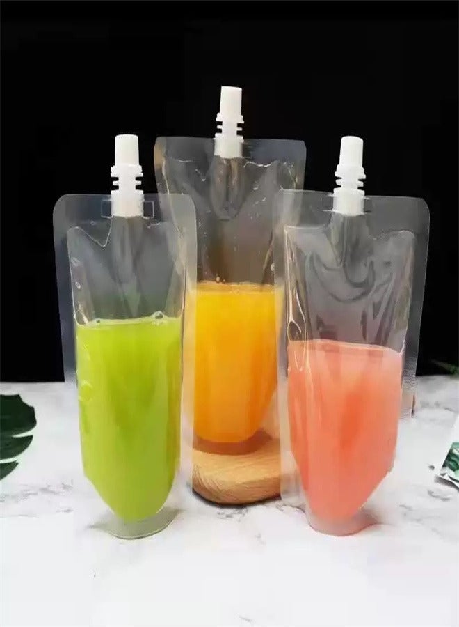 50 Pack Plastic Spout Pouches Reusable Clear Stand Up Concealable Liquid Drinking Flasks Portable Liquor Milk Beverage Jelly Coffee Water Bag for Home Travel Party Supplies 200ml  - Image 1
