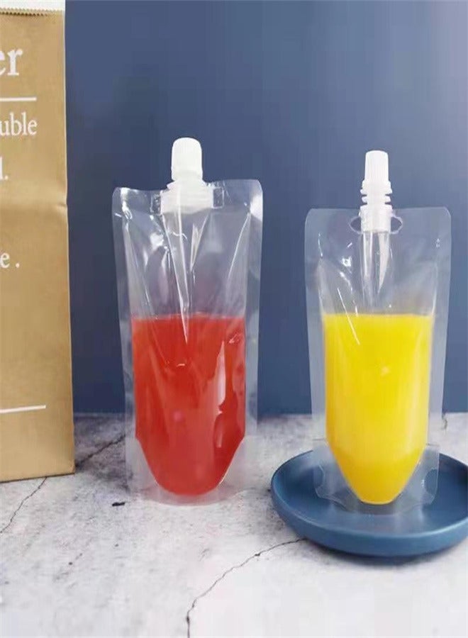50 Pack Plastic Spout Pouches Reusable Clear Stand Up Concealable Liquid Drinking Flasks Portable Liquor Milk Beverage Jelly Coffee Water Bag for Home Travel Party Supplies 200ml  - Image 2