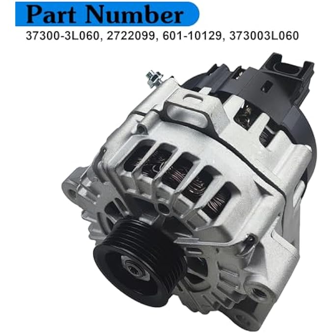 DYRDINSHOW 37300-3L060 Alternator 180Amp 12V 6-Groove Pulley Clockwise Compatible with Kia Telluride 3.8L 2020-2022, Hyundai Palisade 3.8L 2020-2023, Replace 2722099 601-10129 373003L060 - Image 2