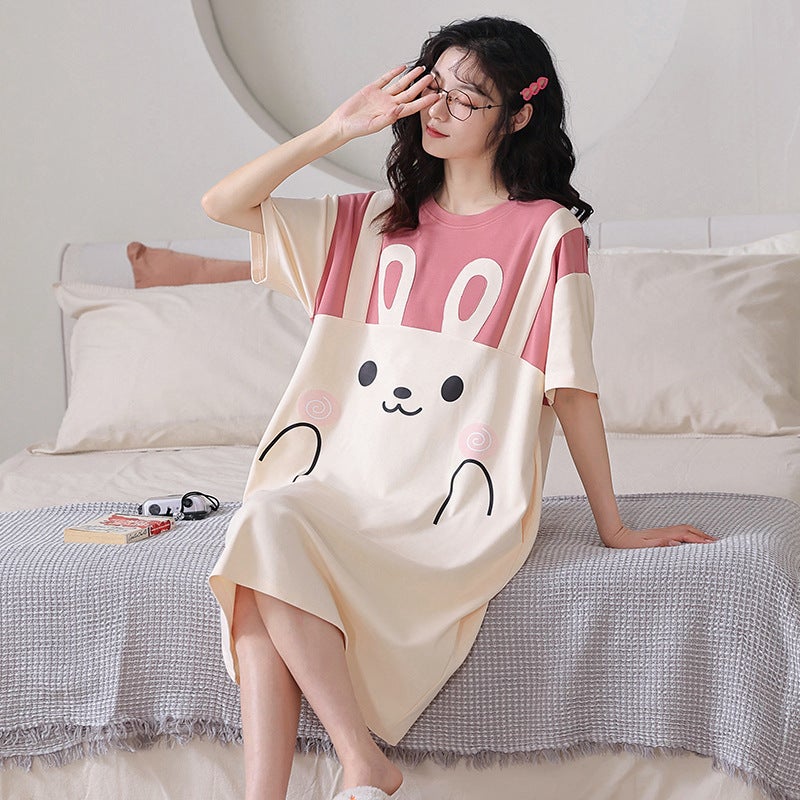 Summer Sweet Cotton-Feel Sleep DressNew Skirt-W2 New Skirt-W2