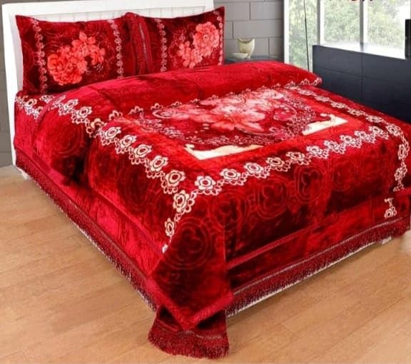ELSTONE HOME with Device ELSTONE Home Bridal Luxury Style King Size Wedding Bedding bedsheet Double Bed Heavy Stuff 1 Bed Sheet and Two Fancy Pillow Cover Special with Fancy Bag Packing Color2  - Image 1