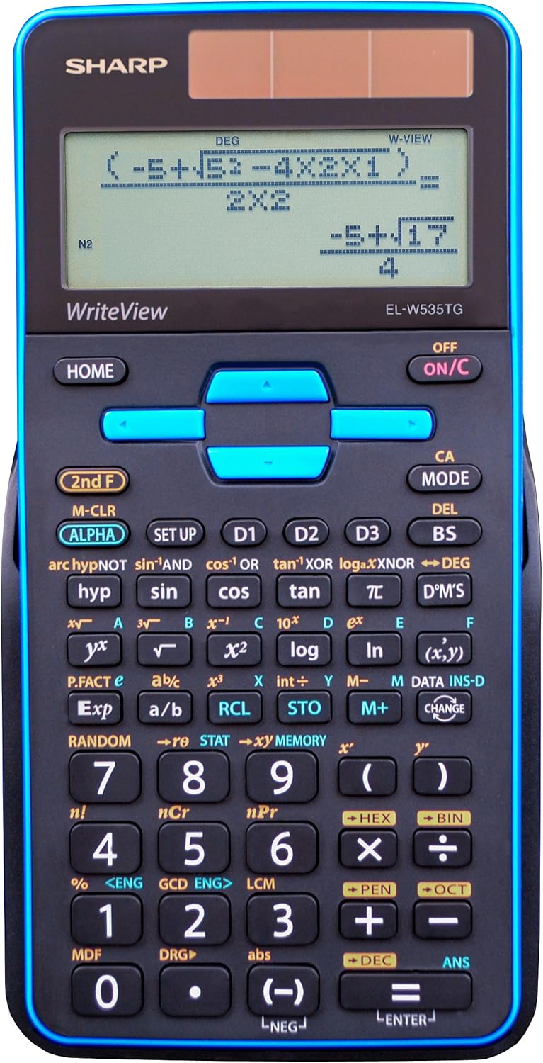 SHARP EL-W535TGBBL Scientific Calculator with WriteView™ 4 Line Display, Black, Blue - Image 1