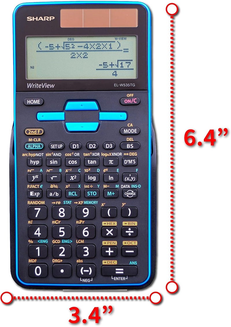 SHARP EL-W535TGBBL Scientific Calculator with WriteView™ 4 Line Display, Black, Blue - Image 3