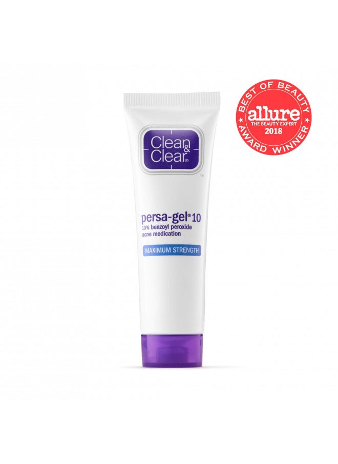 Clean & Clear - Clean & Clear Persa-Gel 10 Acne Medication Spot Treatment with Maximum Strength 10% Benzoyl Peroxide, Pimple Cream & Acne Gel Medicine for Face Acne with Benzoyl Peroxide Medication, 1 oz - Image 1