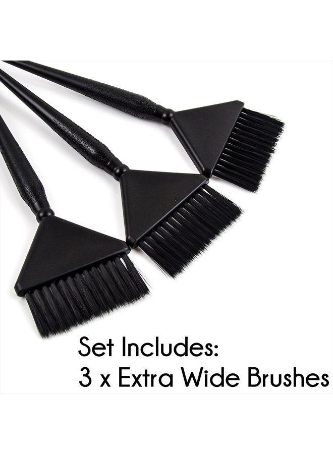 Salon Supply Co 3 Extra Wide Hair Dye Brushes - Hair Color Brush Applicator Set - Hair Dye Brush Applicator - Hair Coloring Brush - Hair Root Touch Up Brush (Black) - Image 2
