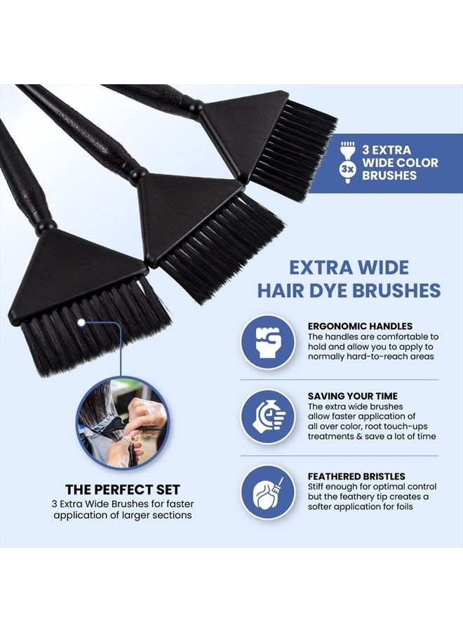 Salon Supply Co 3 Extra Wide Hair Dye Brushes - Hair Color Brush Applicator Set - Hair Dye Brush Applicator - Hair Coloring Brush - Hair Root Touch Up Brush (Black) - Image 3