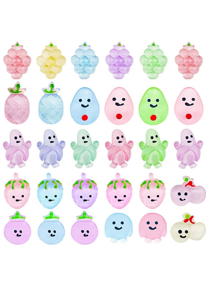 30 PCS Mochi Squishy Toys Set- Mini Squishies Set for Kids -  Fruit Shapes (Cherry, banana, Strawberries) - Stress Relief Toys for Party Favors, Classroom Rewards - Soft, Non-Toxic & Slow Rising - for Ages 3+, Boys & Girls - Image 3