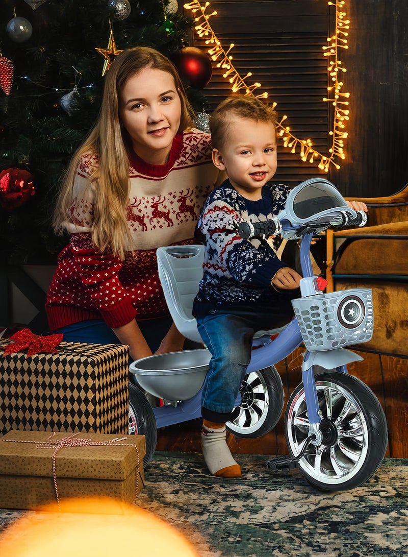 MaBaby دراجات ثلاثية للأطفال، مع سلة تخزين، مع موسيقى وضوء، دراجة للأطفال من 2-6 سنوات، دراجة توازن للداخل والخارج - Image 2