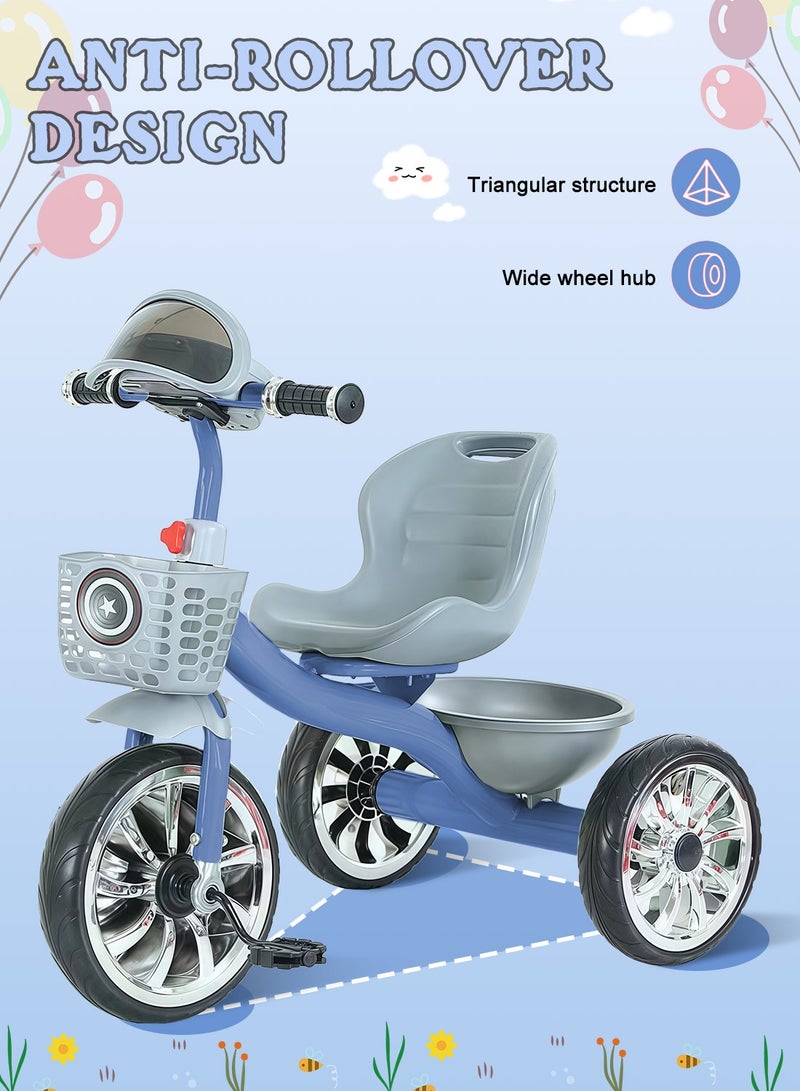 MaBaby دراجات ثلاثية للأطفال، مع سلة تخزين، مع موسيقى وضوء، دراجة للأطفال من 2-6 سنوات، دراجة توازن للداخل والخارج - Image 4