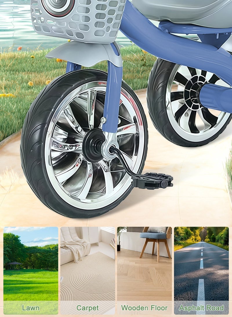 MaBaby دراجات ثلاثية للأطفال، مع سلة تخزين، مع موسيقى وضوء، دراجة للأطفال من 2-6 سنوات، دراجة توازن للداخل والخارج - Image 5