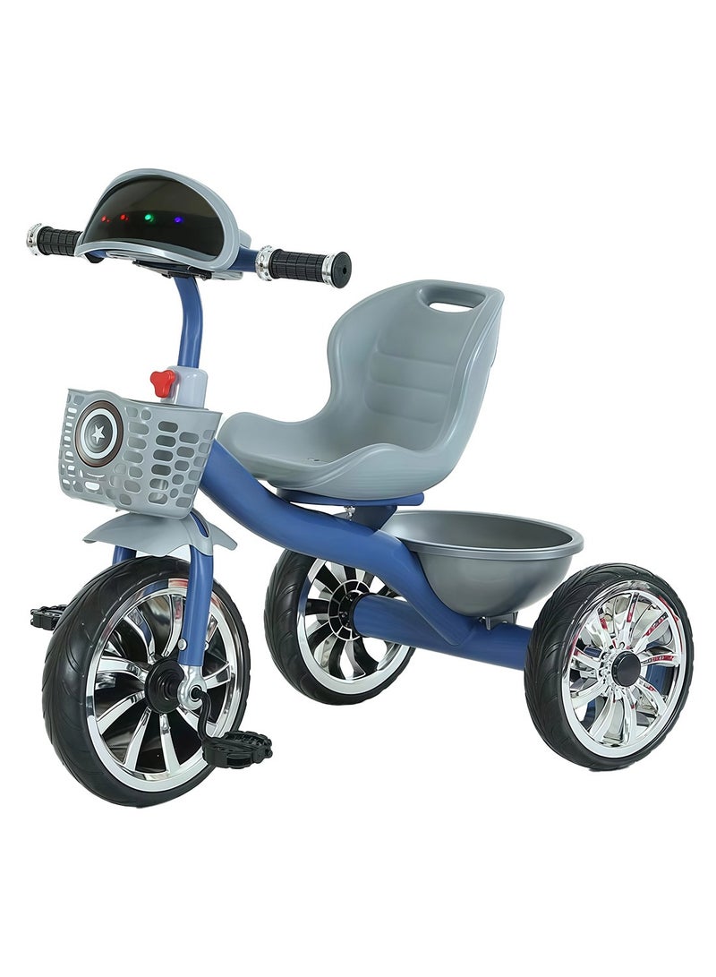 MaBaby دراجات ثلاثية للأطفال، مع سلة تخزين، مع موسيقى وضوء، دراجة للأطفال من 2-6 سنوات، دراجة توازن للداخل والخارج - Image 1