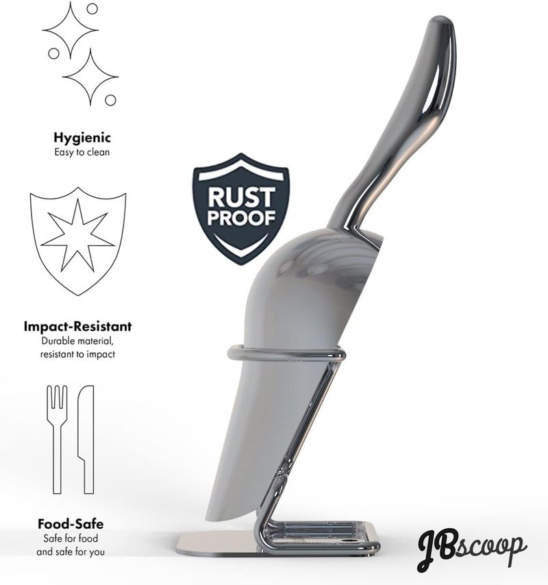 JBscoop Stainless Steel Ice Scoop 8 OZ, Metal Ice Scooper For Ice Maker, Multipurpose For Candy Kitchen Bar Party Wedding Pet Animal Dog Food Scoop Beach Shovel - Image 2
