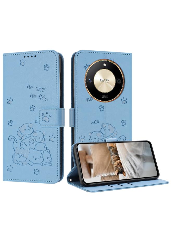 S-TOP Case For Honor X50 / X9b Embossed Kitten Phone Leather Case with Lanyard - Image 1